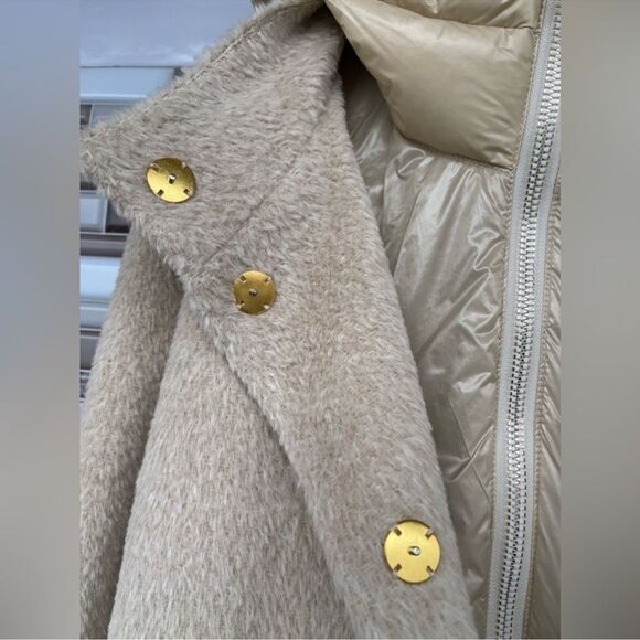 Trina Turk alpaca wool autumn turtleneck coat size 12 in oatmeal - Picture 8 of 17